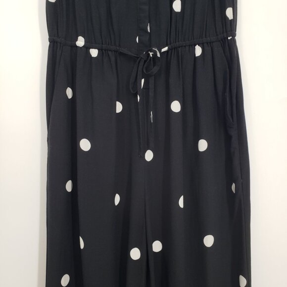 3/$25 LOFT Polka Dot Jumpsuit Pants XS Sleeveless Ruffle Trim Black - Picture 4 of 10